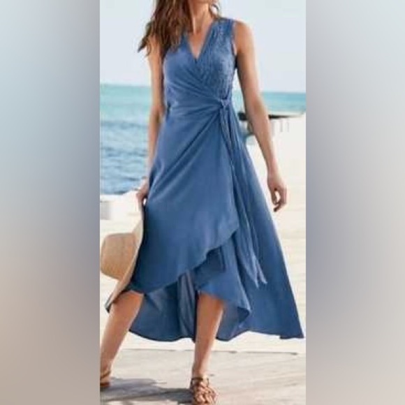 Soft surroundings cotton wrap dress NWT , sz small - Picture 2 of 8